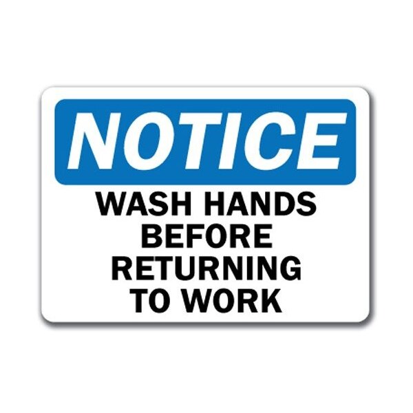 Signmission Sign-Wash Hands Before Returning To Work-10in x 14in OSHA Safety Sign, 10" L, 14" H, NS-Wash Hands NS-Wash Hands - main